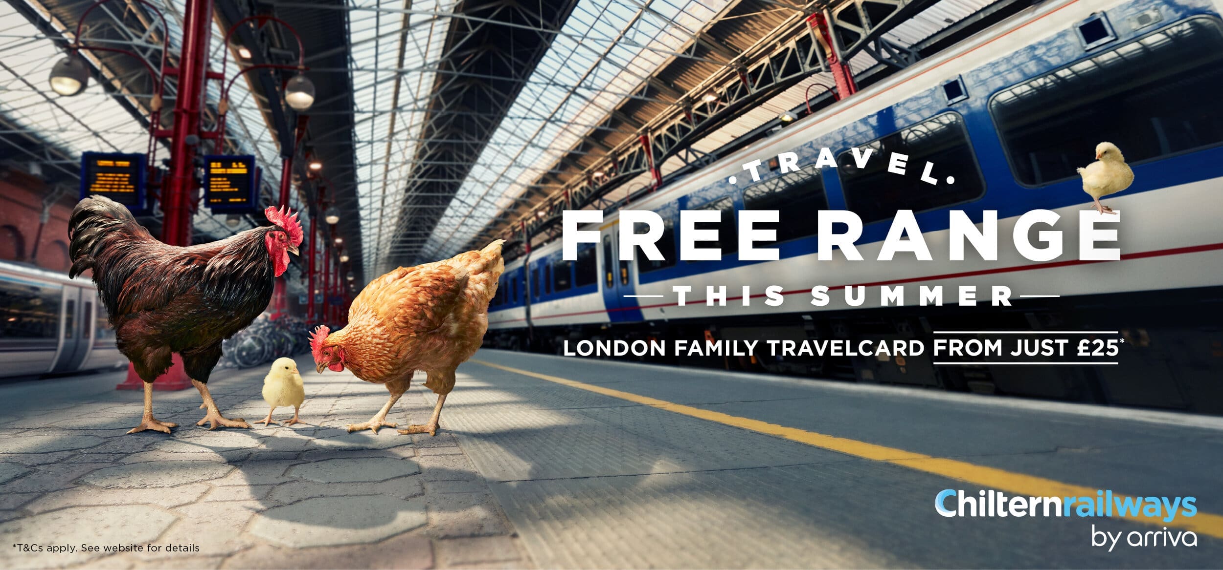 Chiltern Railways by arriva 'Travel Free Range this Summer London Family Travelcard from just £25'